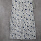 Riders by Lee White Floral Midi Dress Blue V-Neck Casual A-Line Flare S Small
