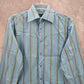 Artisti Italiani Blue Stripe Mens Button Down Long Sleeve Cotton Dress Shirt XL