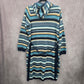Liz Claiborne Blue Stripe Button Hoodie Knit Long Sweater Cardigan Small