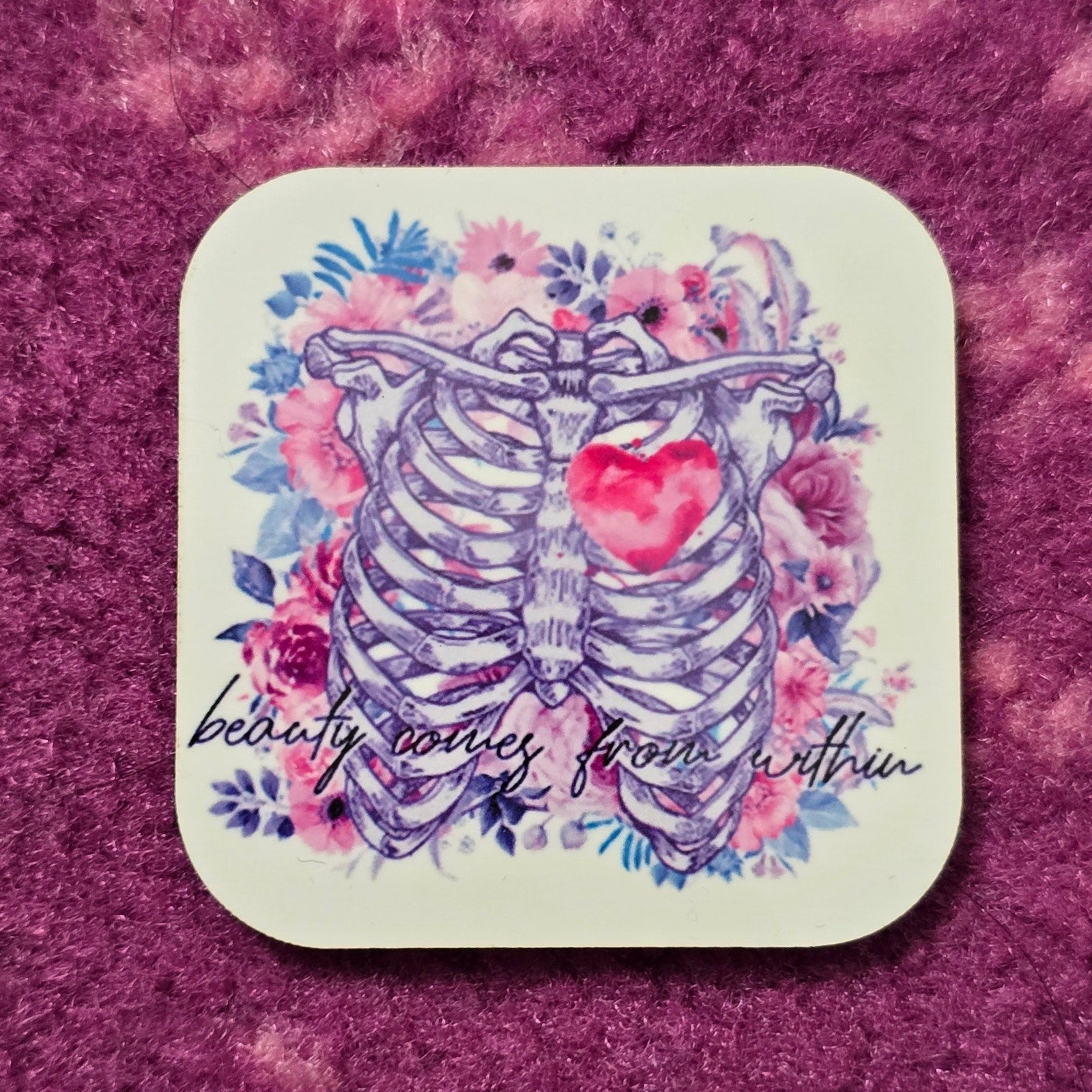 Beauty Come from Within Handmade Square Refrigerator Magnet