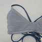 Xhilaration Blue Stripe Crisscross Padded Tie Bikini Bralette Swim Top S Small