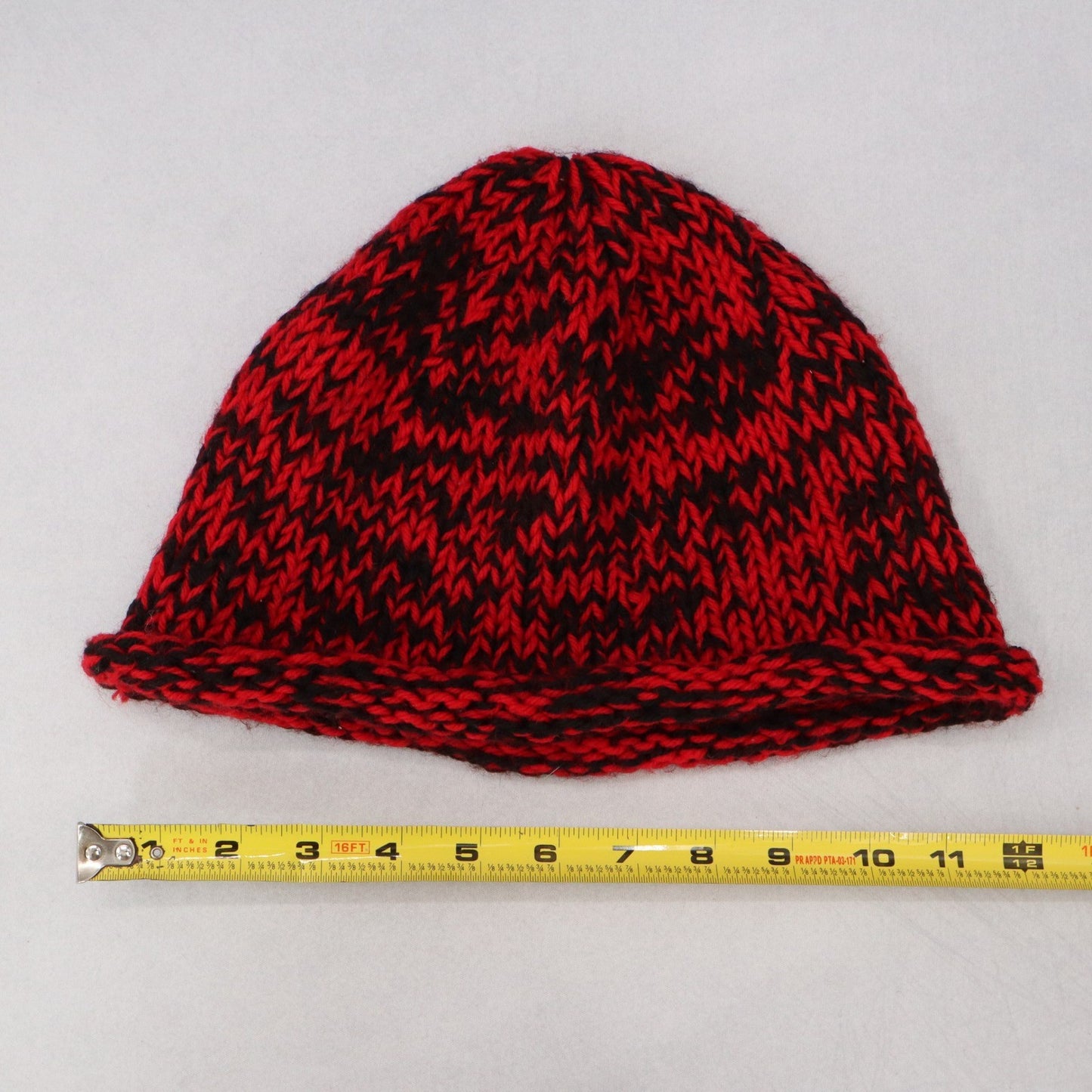 Red Crochet Cable Knit Black Skater Vintage Y2K Cottage Beanie Cap Hat OS
