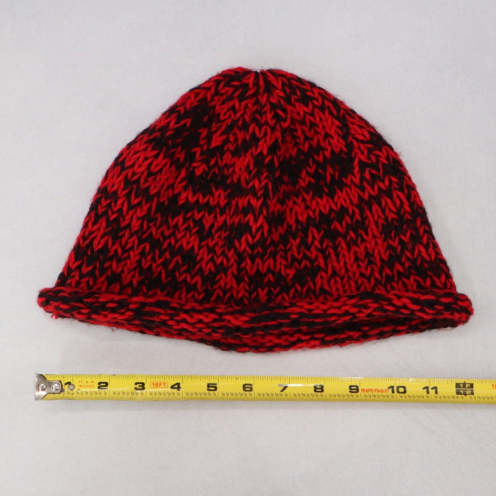Red Crochet Cable Knit Black Skater Vintage Y2K Cottage Beanie Cap Hat OS