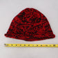 Red Crochet Cable Knit Black Skater Vintage Y2K Cottage Beanie Cap Hat OS