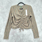 Wild Fable Brown Knit Crop Drawstring Split Long Sleeve Cozy Top NWT Extra Large