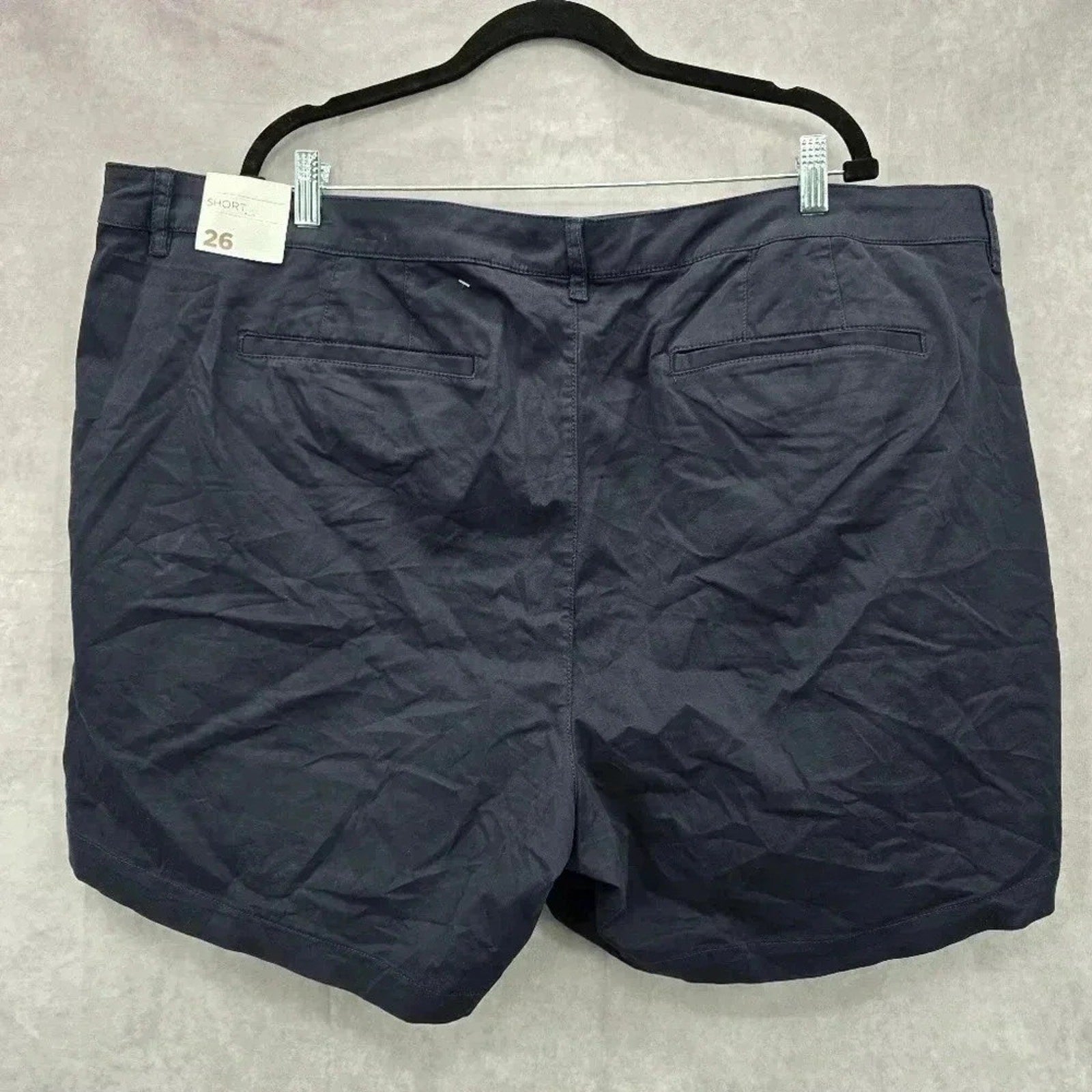 Lane Bryant Navy Blue Cotton Flat Womens Preppy Front Shorts Size 26 3X NWT