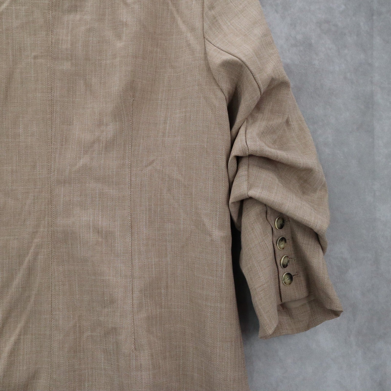 Democracy Tan Ruched Sleeve Business Casual Peak Suit Jacket Coat Blazer Medium