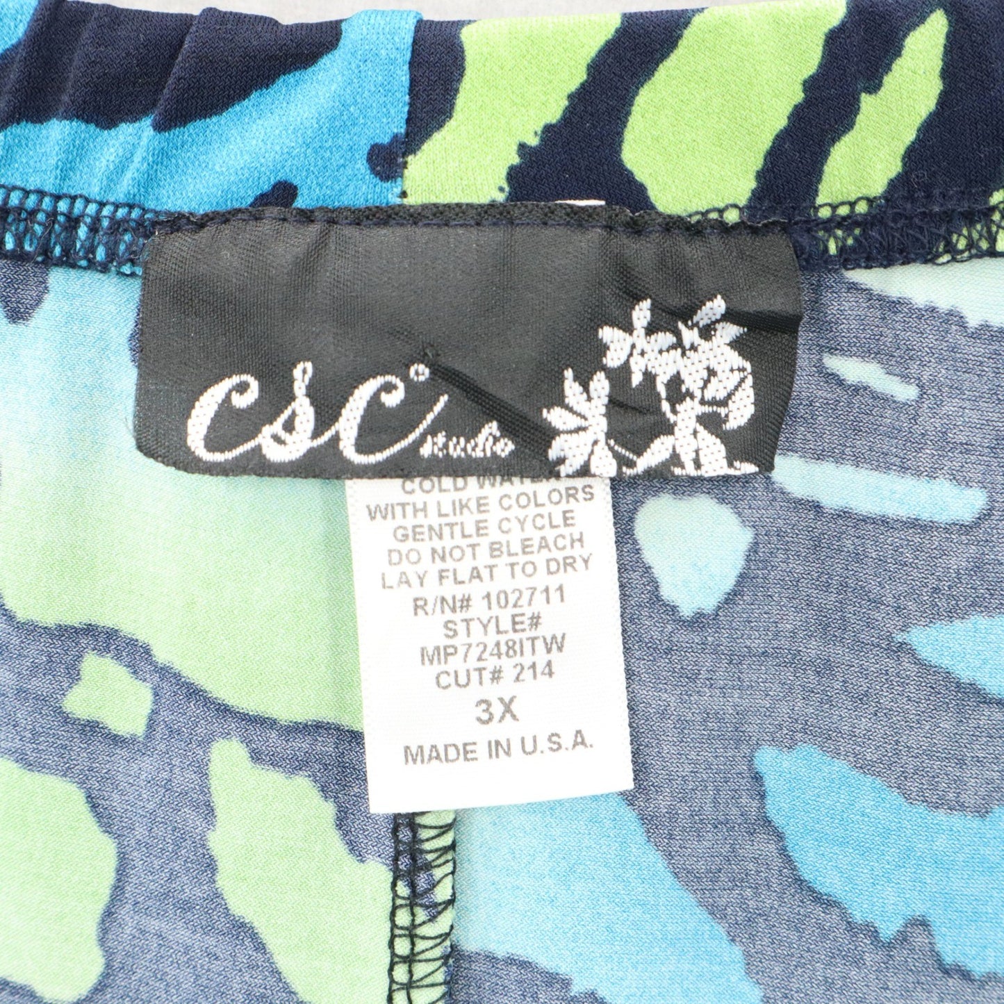 CSC Studio Blue Animal Print Flare Boho Summer Feminine Stretch Skirt Plus 3X