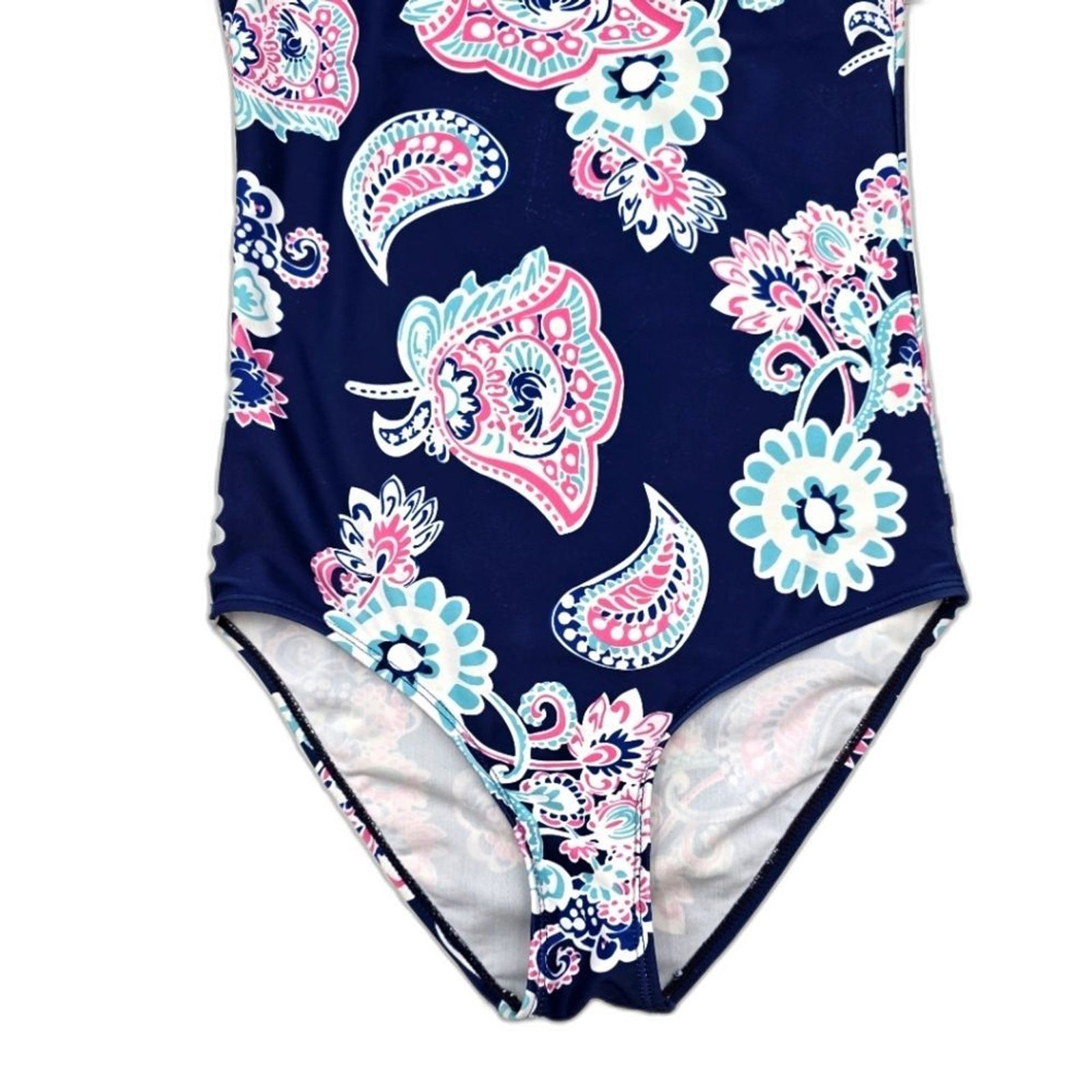 Old Navy Blue Floral Ruffle One Piece Bathing Suit Swimsuits Swimwear Size 13/14