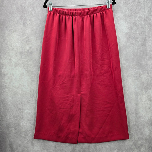 Red Midi Pull On Elastic Split Executive Suit Skirt Plus 14W
