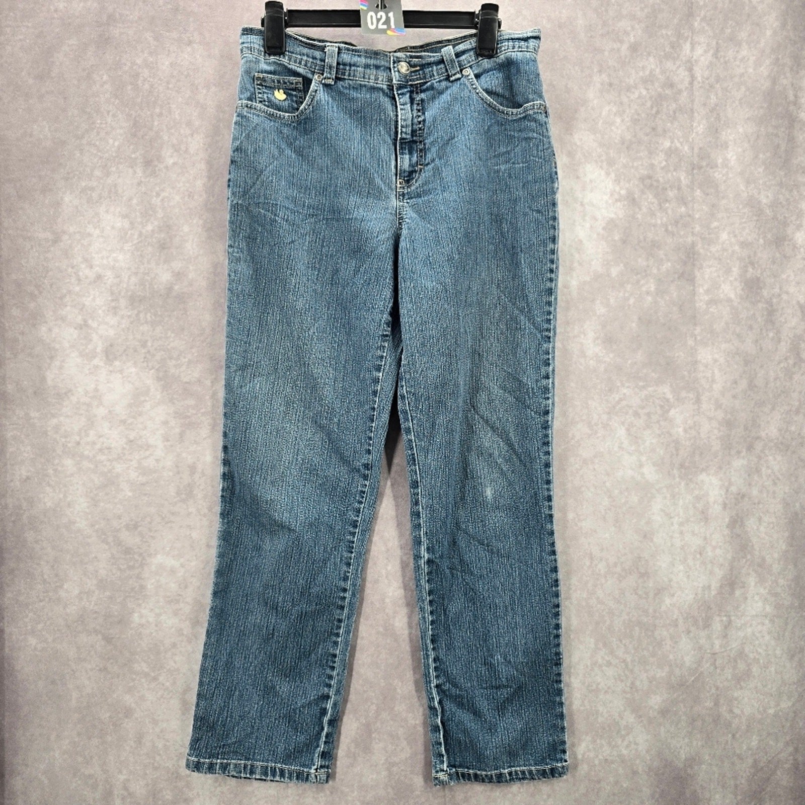 Gloria Vanderbilt Blue Cotton Denim Pants Straight Jeans 12 Short