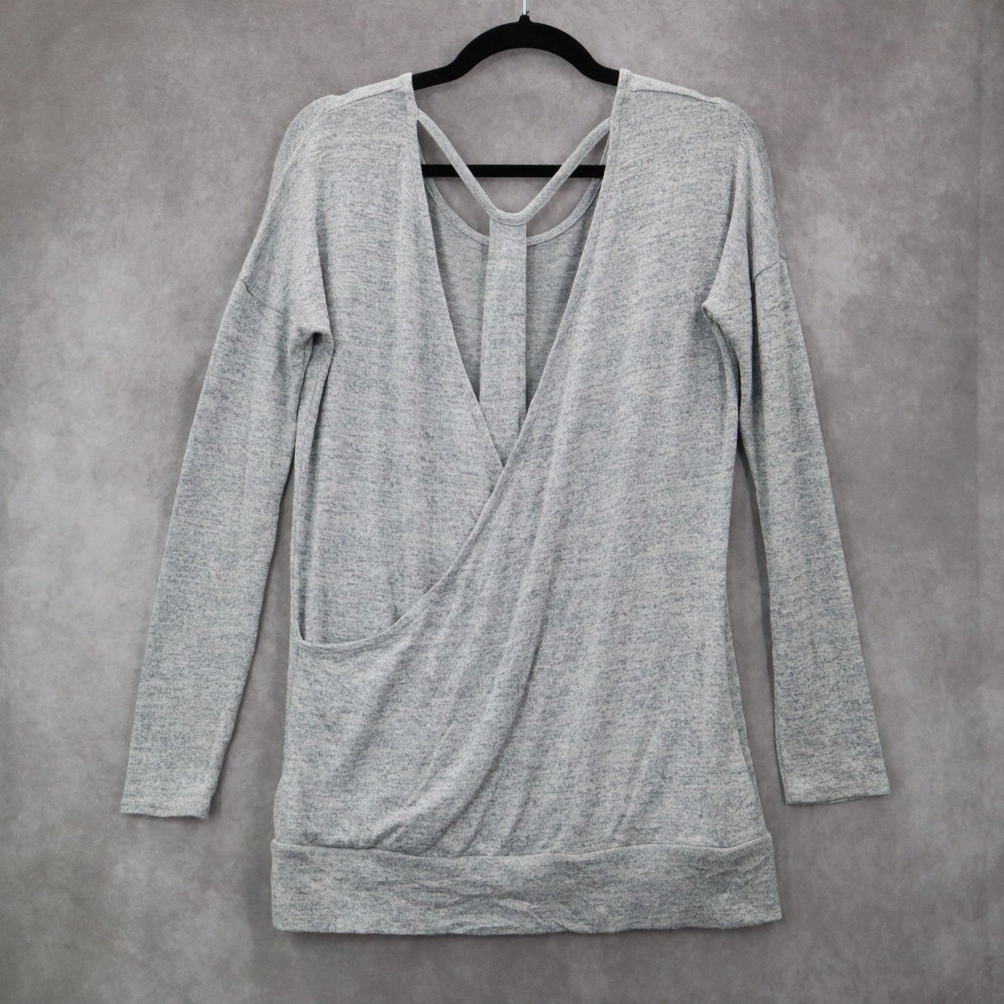 Athleta Gray Long Sleeve Knit Tunic Top Stretch Pullover Soft XS Extra Small
