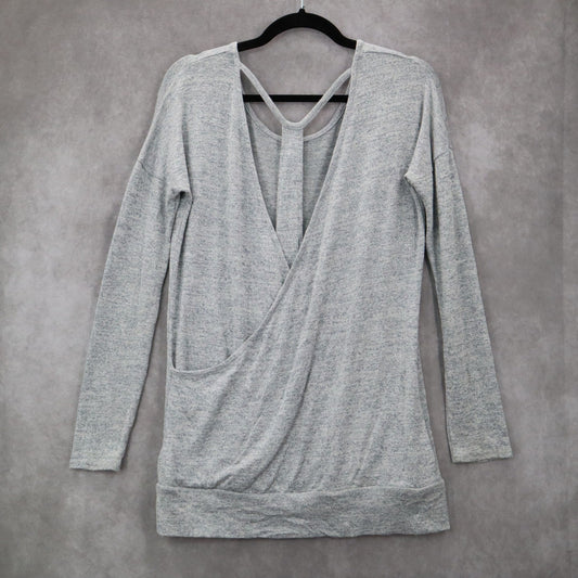Athleta Gray Long Sleeve Knit Tunic Top Stretch Pullover Soft XS Extra Small