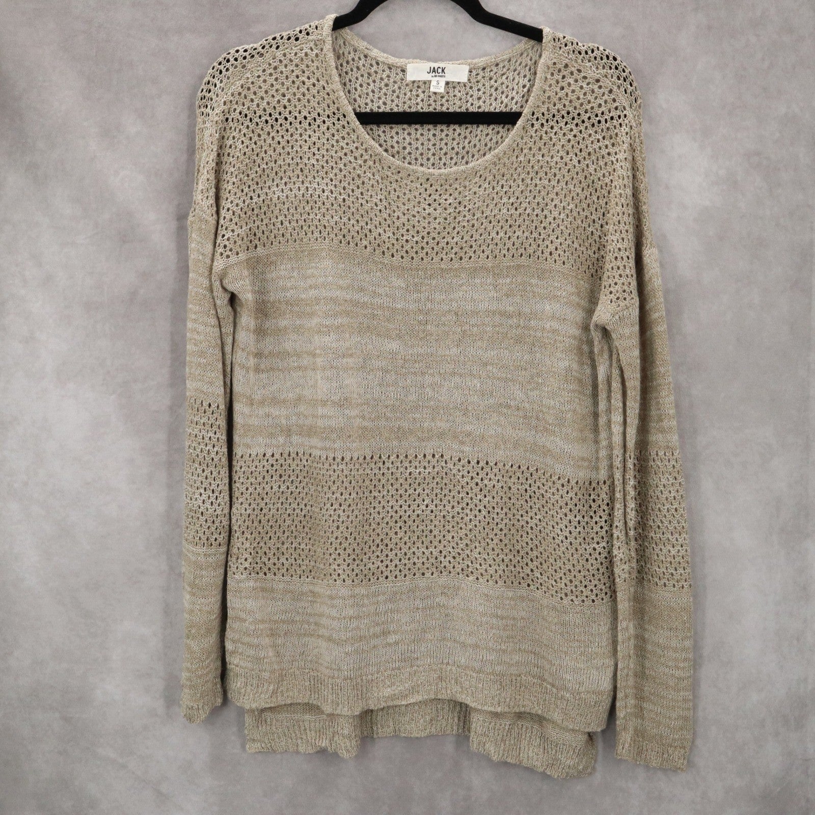 Jack By BB Dakota Tan Linen Cotton Pullover Knit Preppy Sweater Small