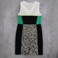 Calvin Klein Animal Black Green Leopard Knee Length Preppy Classic Dress 10