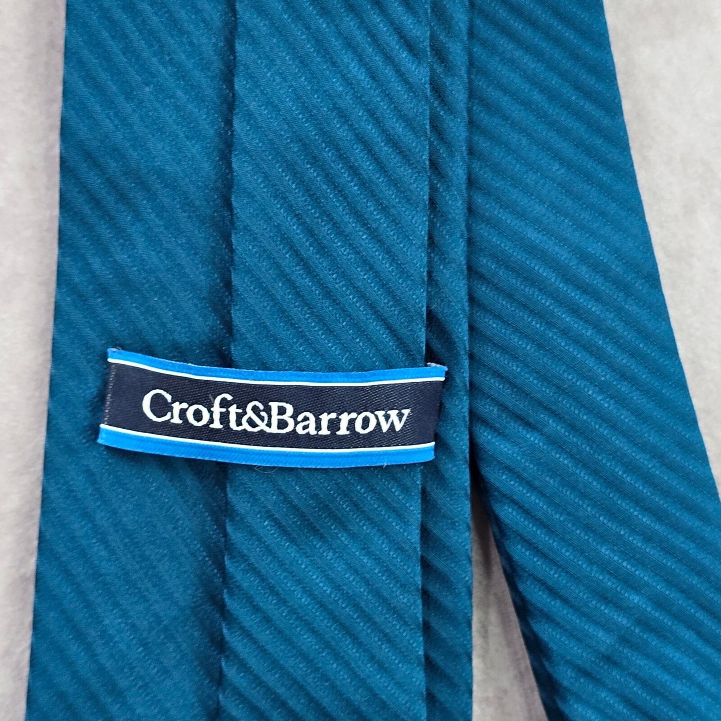Croft & Barrow Blue Stripe Geometric Executive 100% Silk Repp Neck Tie Men's