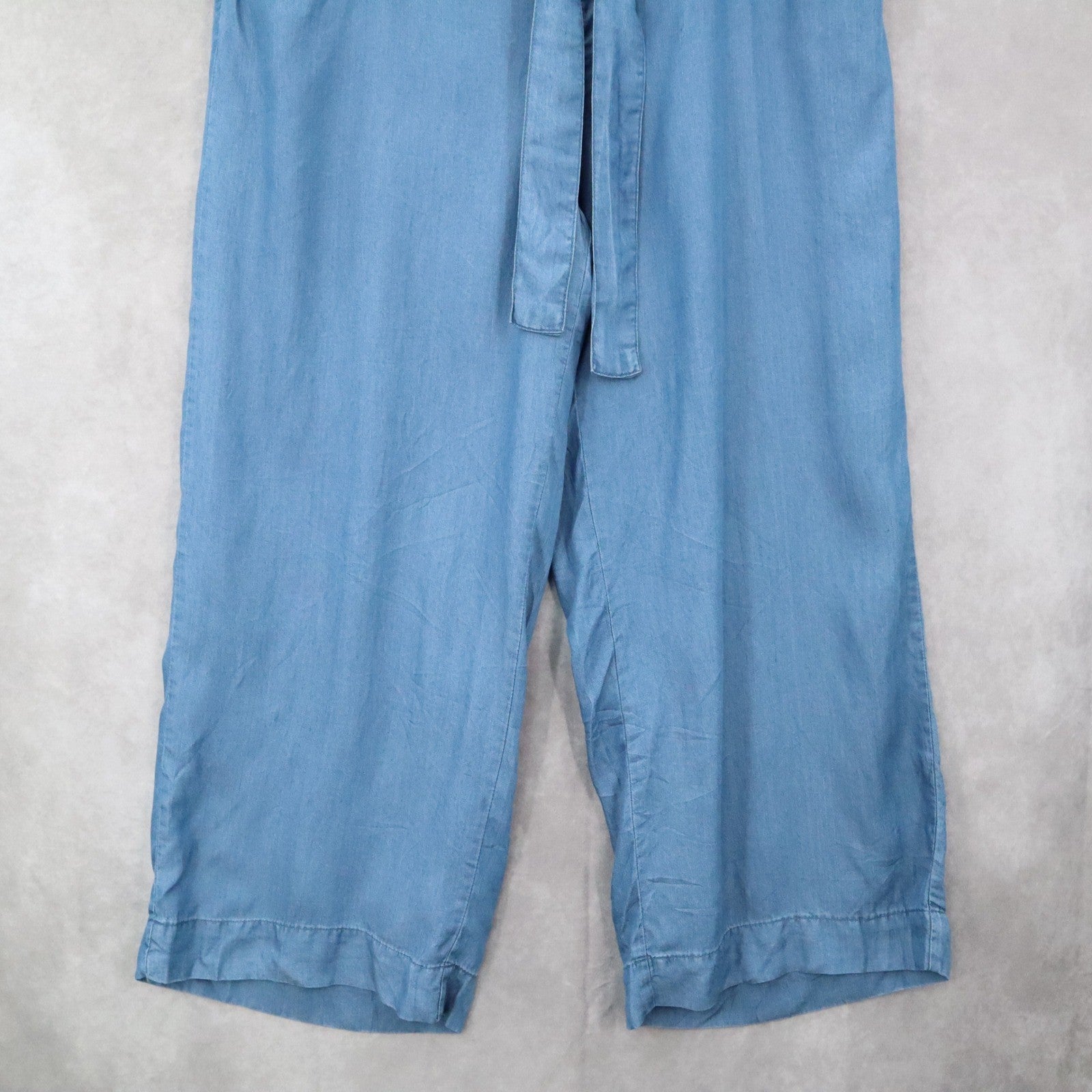 Zac & Rachel Blue Wide Leg Pants Belted Soft Boho Comfy Minimalist L Large