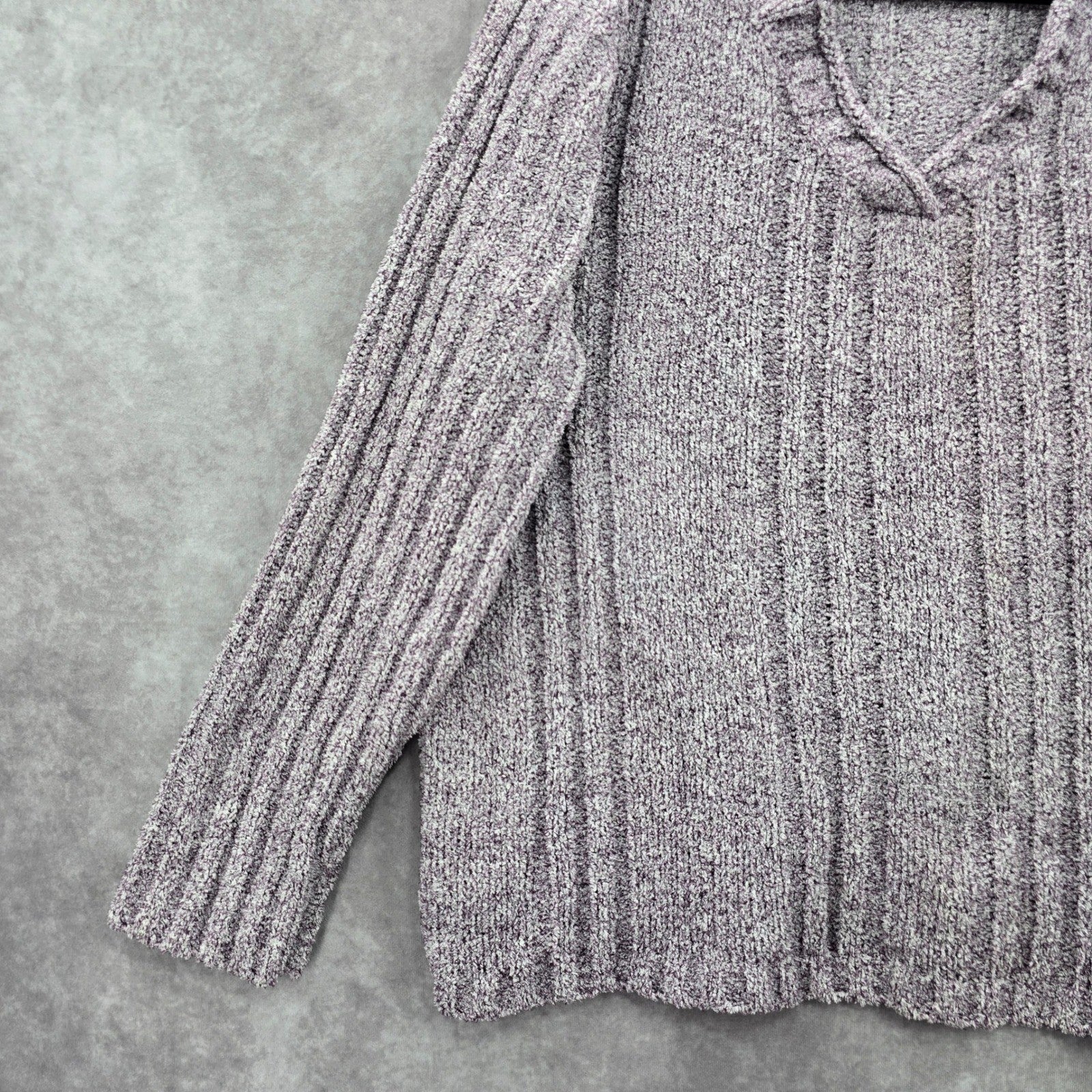 Erika Purple Chunky Oversized Ribbed Pullover Soft Y2K Chenille Sweater Plus 2X