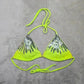 Victoria's Secret Yellow Silver Sequin Strap Tie Back Bikini Top Swimwear Small