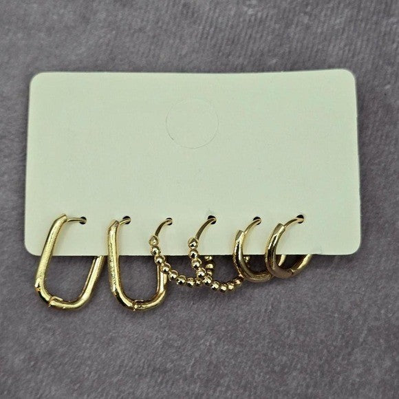 Gold Small Hoops Ring Dangle Earrings Fashion Jewelry