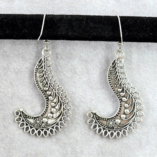 Silver Drop Hook Dangle Floral Leaf Boho Retro Earring Fashion Jewelry JB2-86
