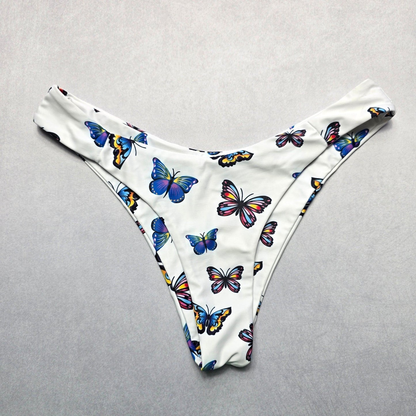Zaful White Butterfly Thong Swim Beach Cheeky Flirty Boho Bikini Bottom L Large