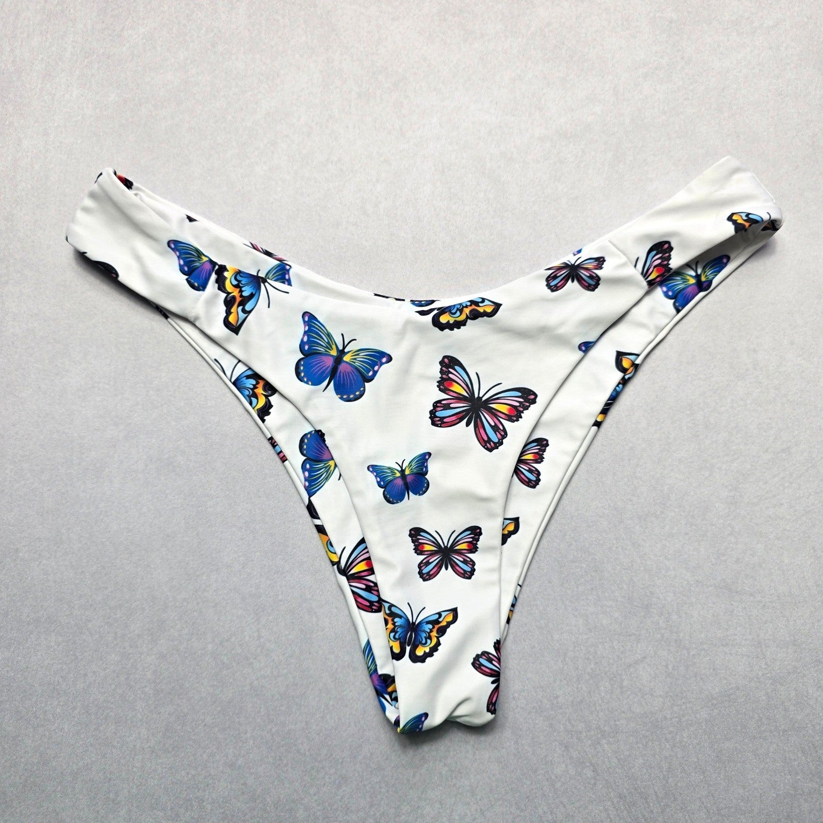 Zaful White Butterfly Thong Swim Beach Cheeky Flirty Boho Bikini Bottom L Large