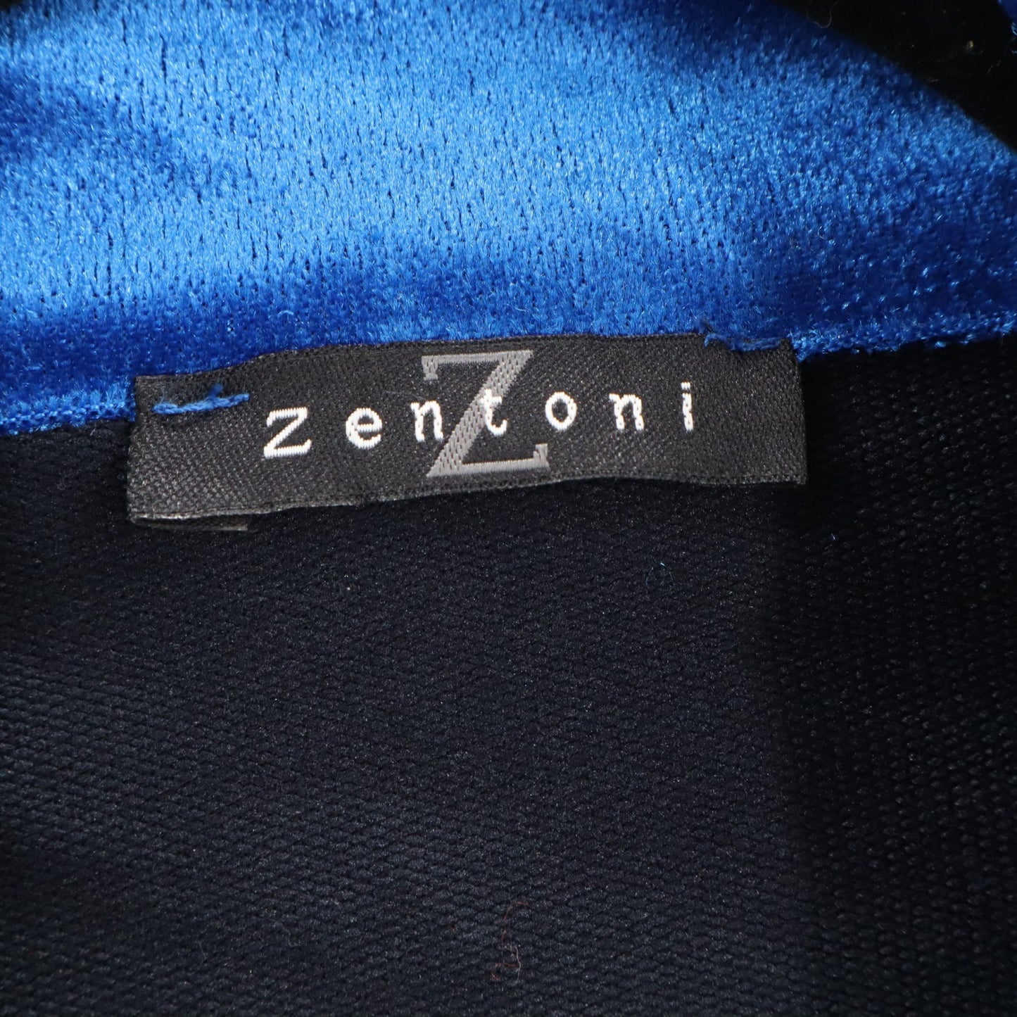 Zentoni Black Peak Lapel Blue Collar Flap Pocket Regency Trench Coat Jacket M