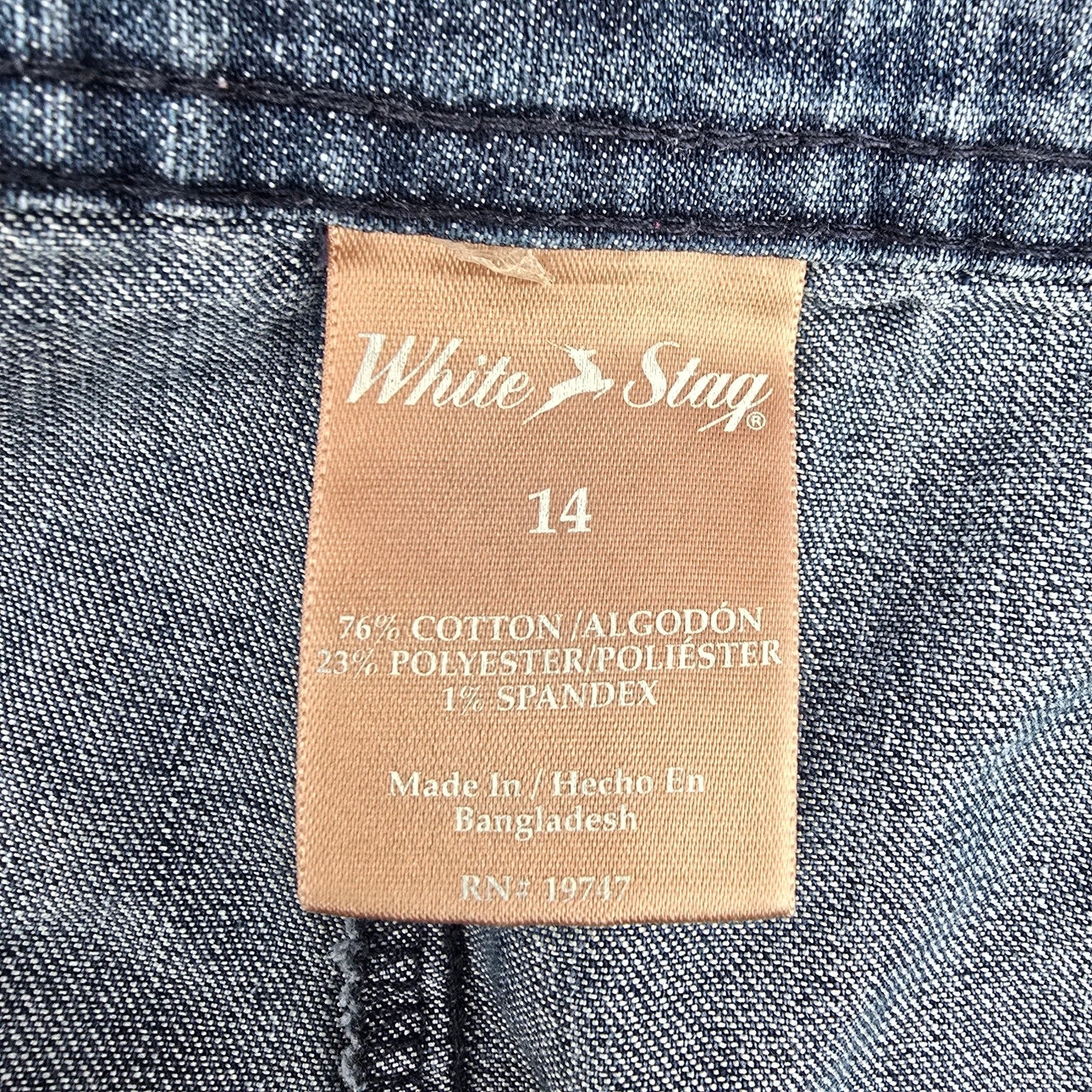 White Stag Blue Cotton Jeans Flat Front Bermuda Bottoms Pants Shorts Plus 14