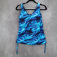 Lands End Blue Marble Swirl Tie Dye Ties Sleeveless Swim Beach Tankini Top 2P