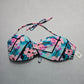No Boundaries Pink Floral Padded Halter Tie Swim Bra Beach Bikini Top L Large