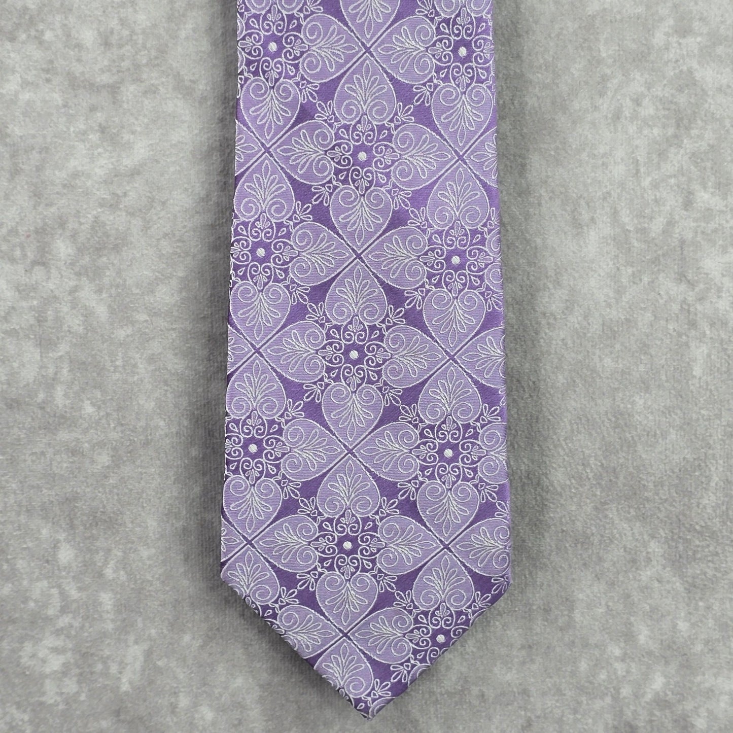 Stafford Signature Purple Silver Floral Paisley 100% Silk Men's Neck Tie Office