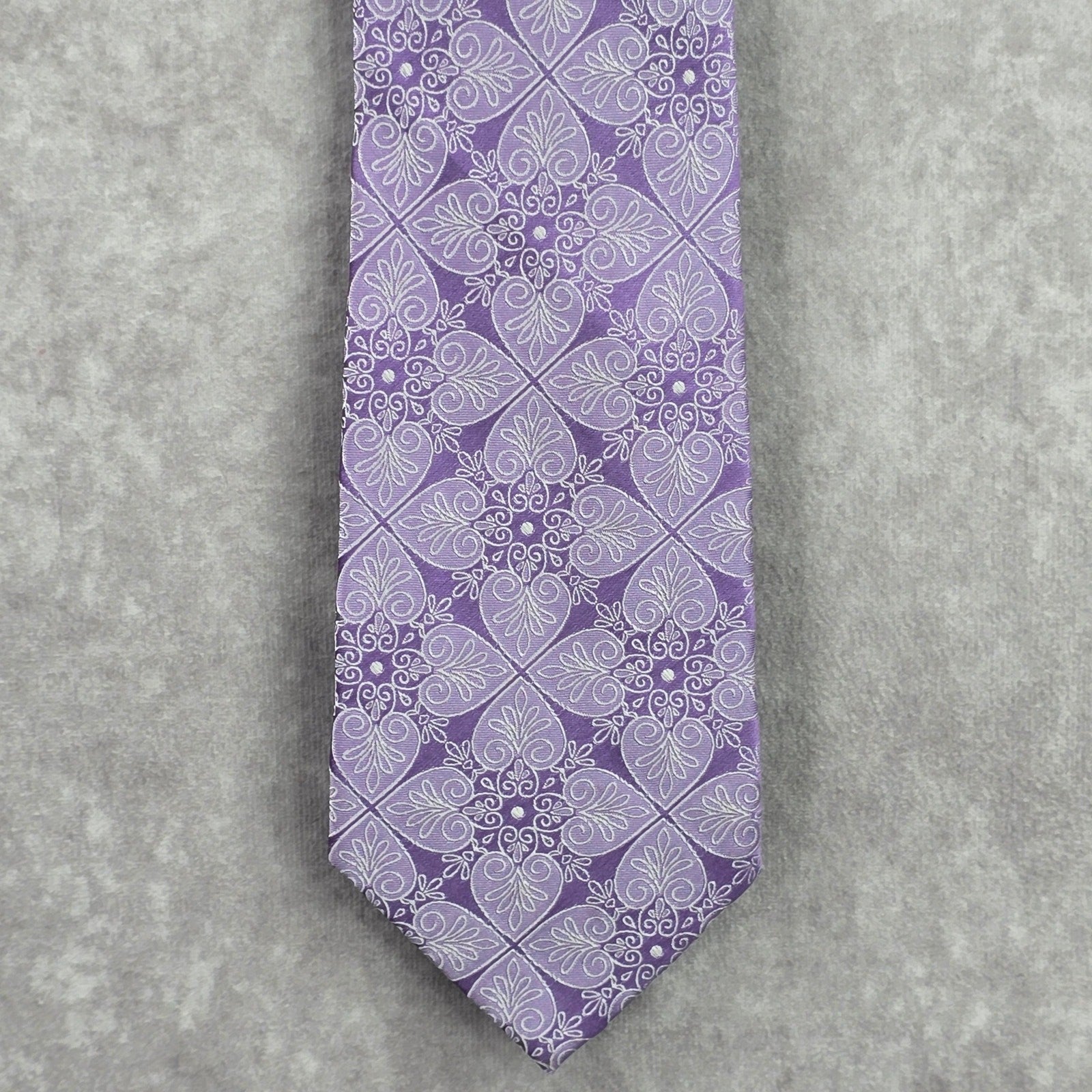 Stafford Signature Purple Silver Floral Paisley 100% Silk Men's Neck Tie Office