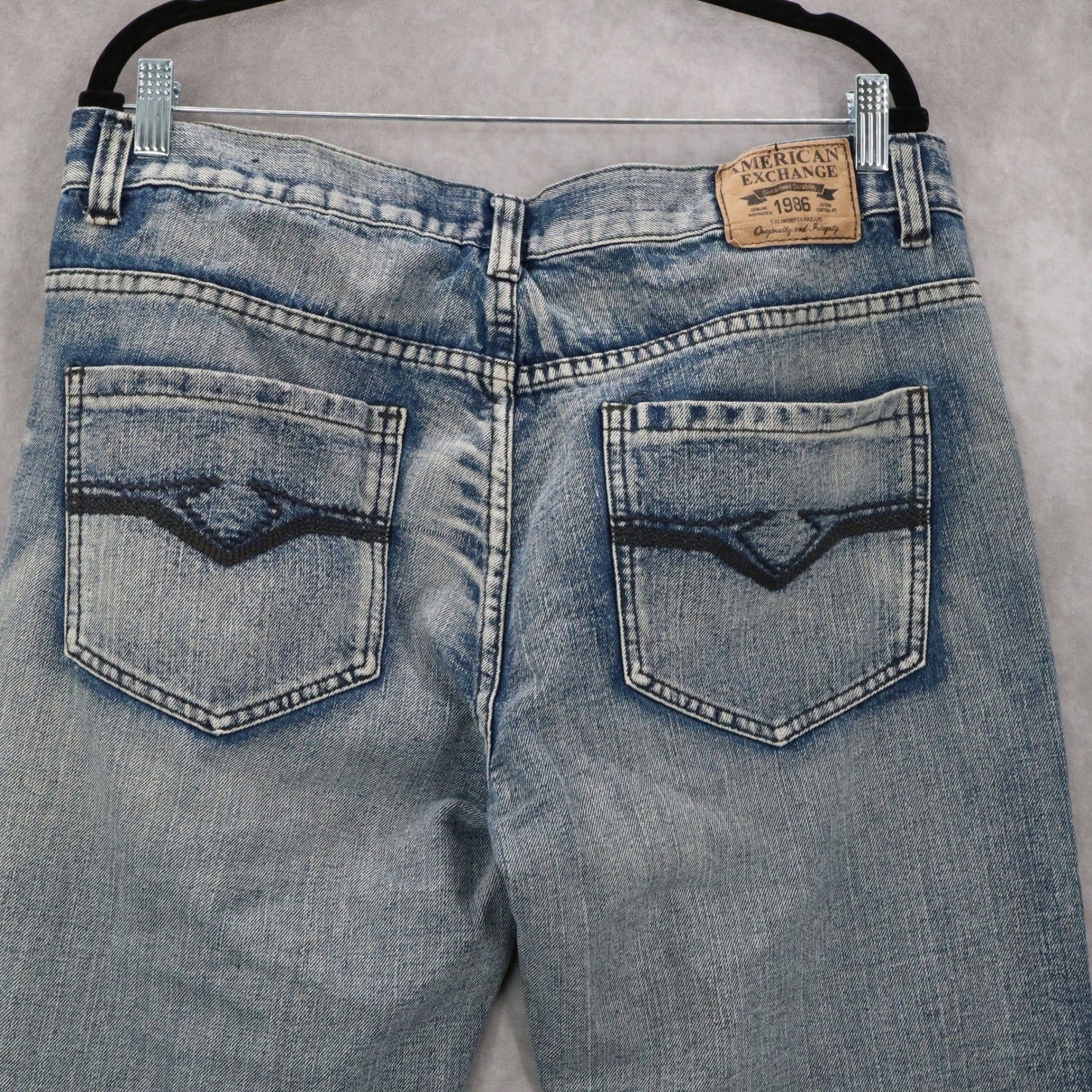 American Exchange Blue Mens Denim Faded Jeans Straight Leg Cotton VTG 36x30