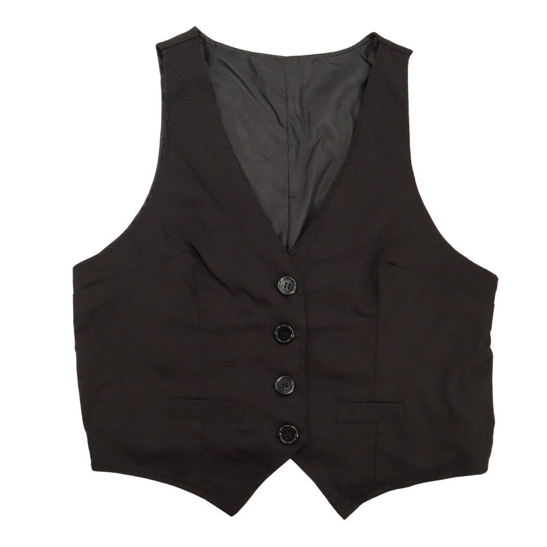 Black 4 Button Welt Pocket Point Buckle Waistcoat Tuxedo Formal Suit Vest 34S L