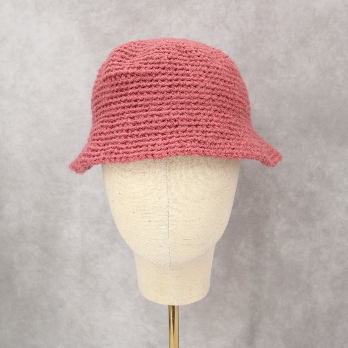 Pink Cable Knit Handmade Y2K Cozy Preppy Vintage Bucket Beanie Cap Hat