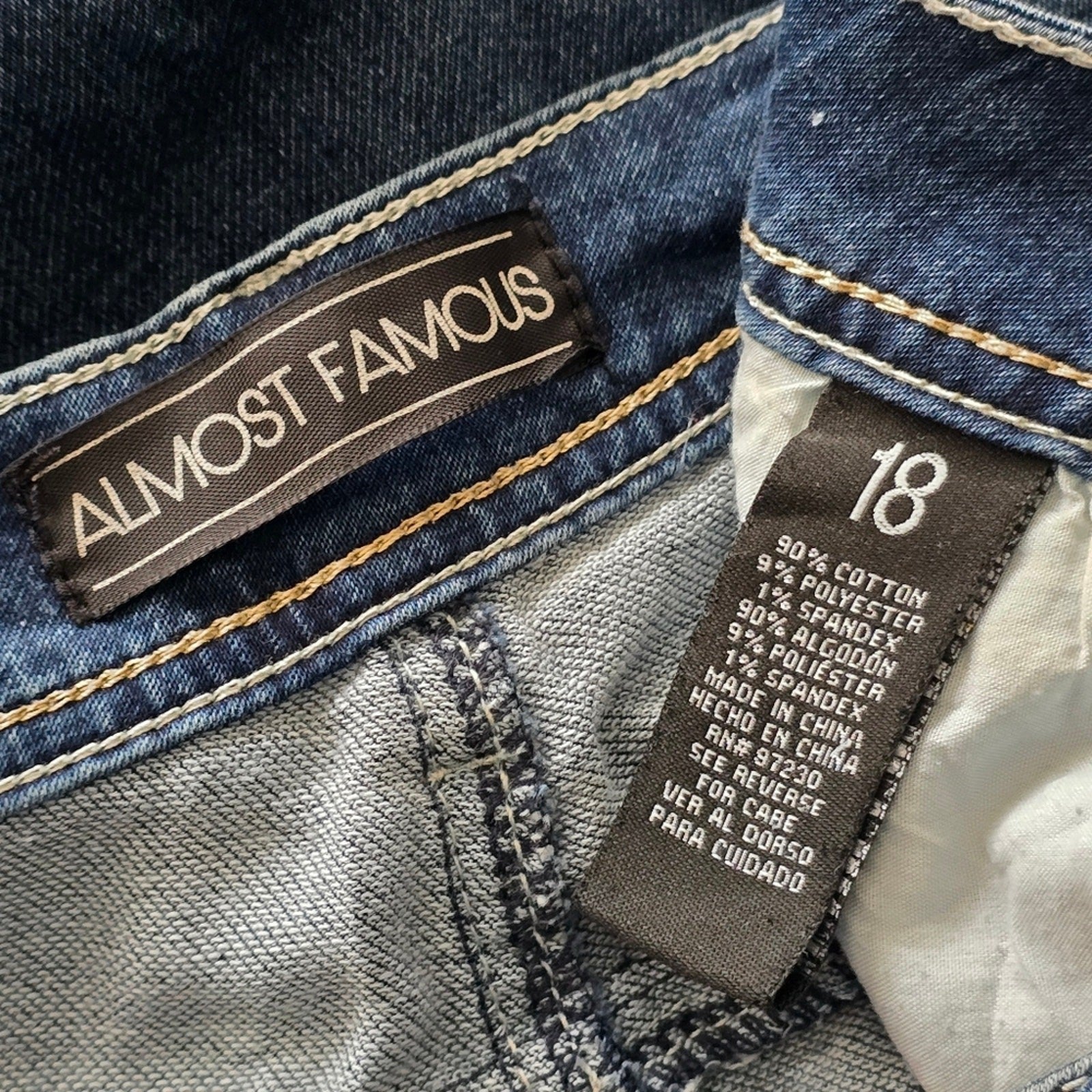 Almost Famous Blue Patch Stretch Skinny Tapered Denim Jeans 18