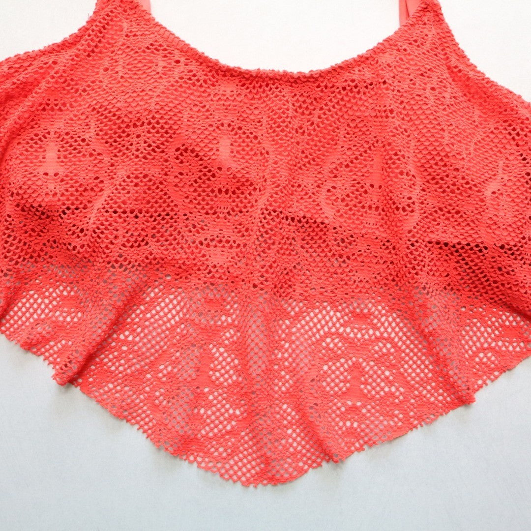 Mossimo Orange Eyelet Swim Sports Bra Beach Bralette Bikini Top L Large