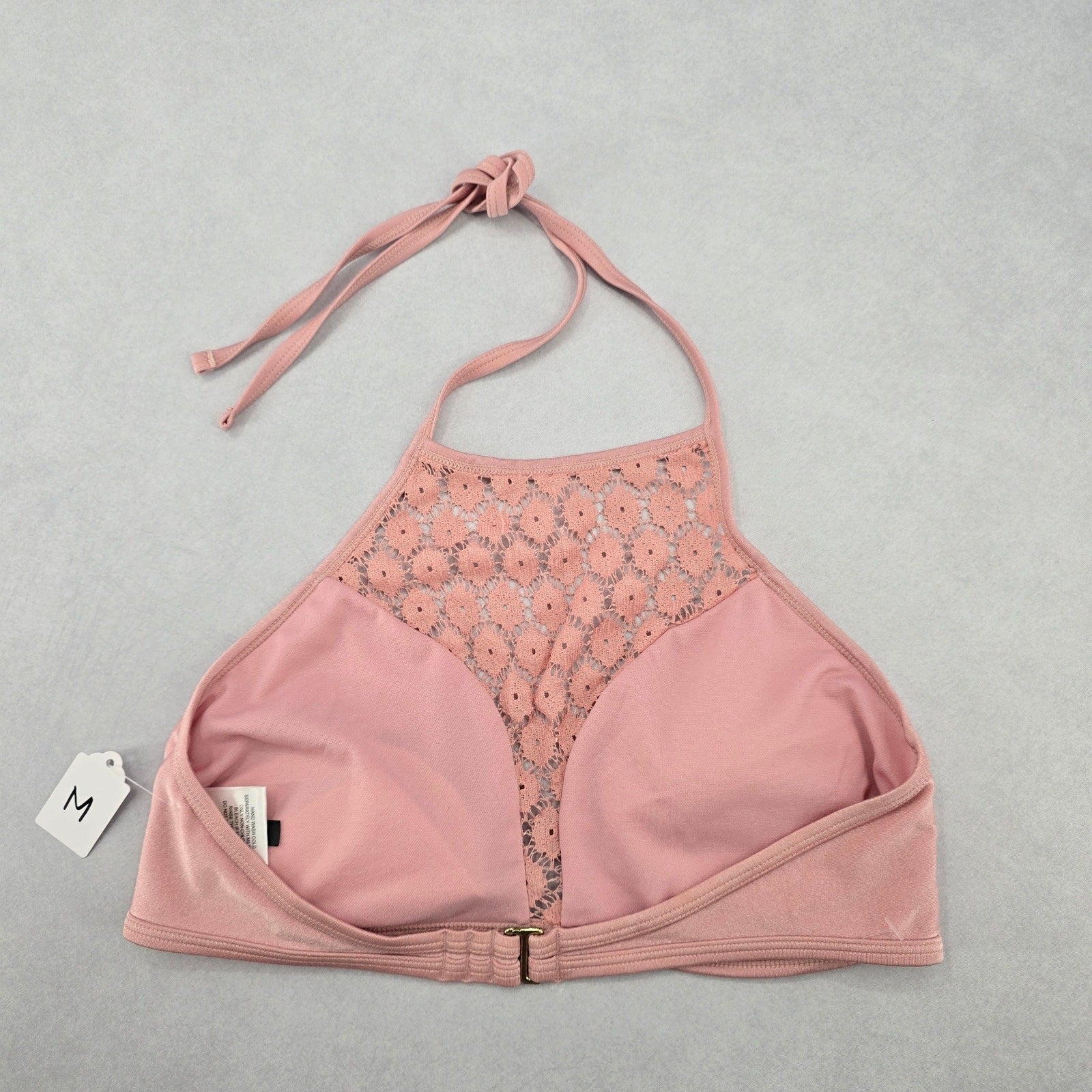 Fashion Union Pink Lace Halter Tie Swim Sports Bra Beach Bikini Top M Medium
