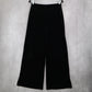 Black Velvet Wide Leg Boho Pull On Party Glam Straight Leg Trousers Pant S Small