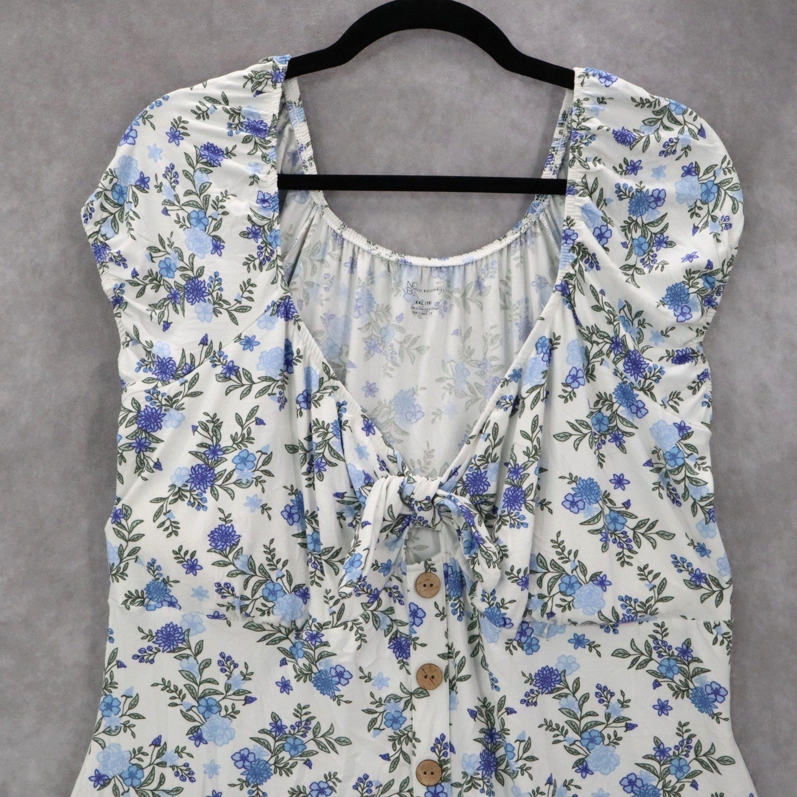No Boundaries White Floral Fit Flare Boho Tie Ruffle Cap Sleeves Dress Plus XXL