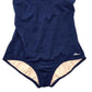 Ocean Aqua Shape Navy Blue One Piece Bathing Suit Swimwear Size 36/10