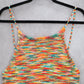 Orange Knit Multicolor Open Back Crop Tie Boho Stretch Y2K VTG Top M Medium