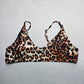 Brown Animal Print Swim Sports Boho Fun Bra Beach Bralette Bikini Top L Large