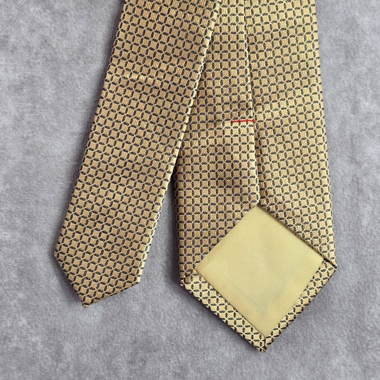 Zeke Gold Gray Geometric Square Executive Silk Executive Neck Tie Men's