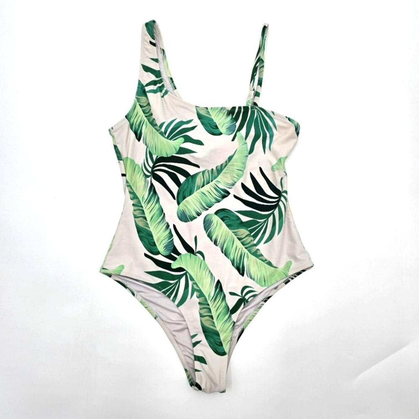 Old Navy Tropical Leaf White One Piece Bathing Suit Swimwear Medium
