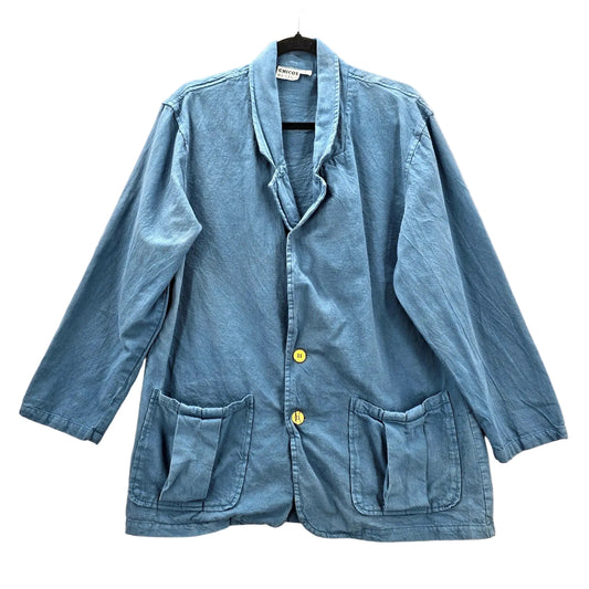 Chico's Design Blue Pea Casual Button Front Coat Jacket Cotton Extra Large XL