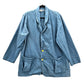 Chico's Design Blue Pea Casual Button Front Coat Jacket Cotton Extra Large XL