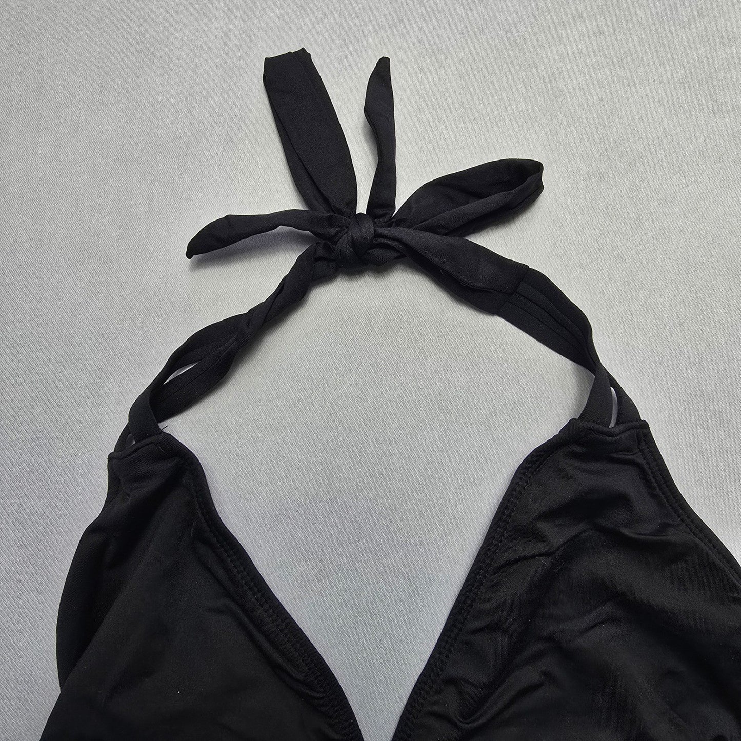Mossimo Black Halter Tie Swim Sports Bra Beach Bralette Bikini Top L Large