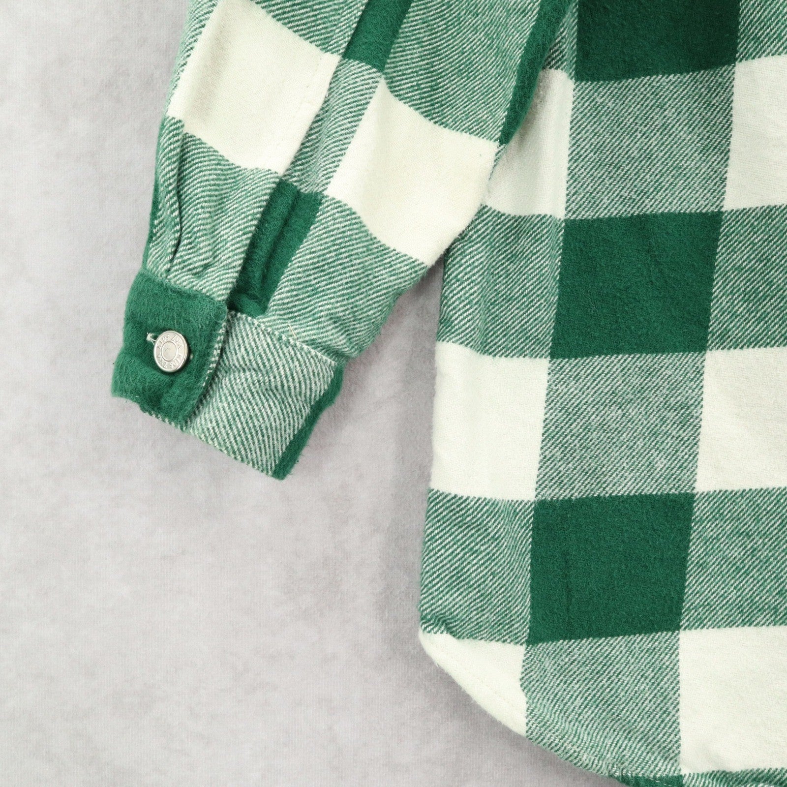 Zara Kids Green Flannel Plaid Long Sleeve Button Up Western Utility Shirt Small